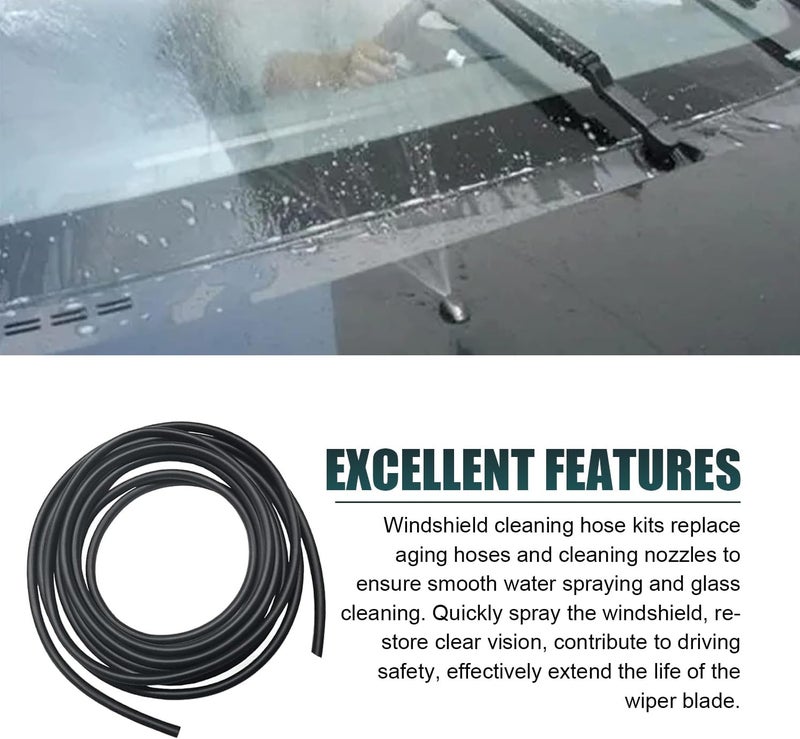 CyperFair 30 PCS Universal Windshield Washer Hose Kit – 13.12Ft/4M, Includes T-Type, Y-Type, & I-Type Fittings – Black Washer Hose for Most Cars & Vehicles – Easy Installation (Black) - Image 5